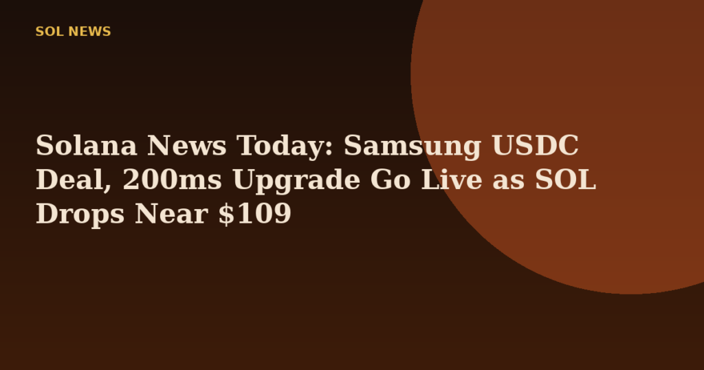 Solana News Today: Samsung USDC Deal, 200ms Upgrade Go Live as SOL Drops Near $109