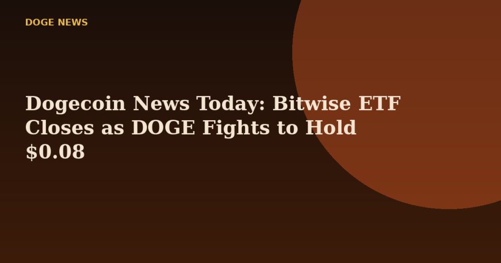 Dogecoin News Today: Bitwise ETF Closes as DOGE Fights to Hold $0.08