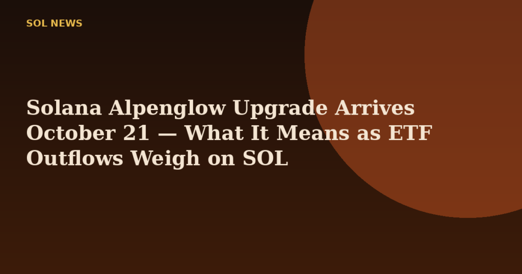 Solana Alpenglow Upgrade Arrives October 21 — What It Means as ETF Outflows Weigh on SOL