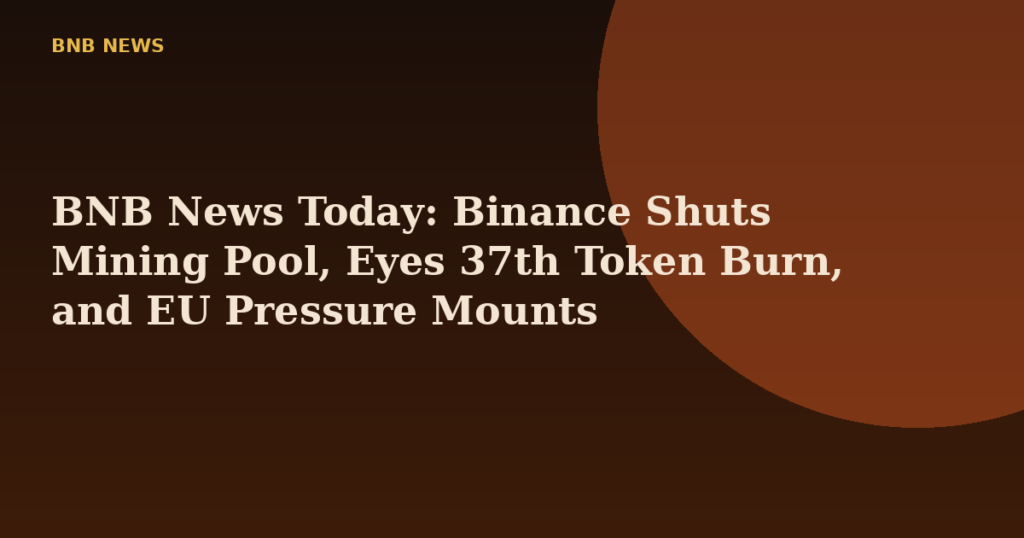 BNB News Today: Binance Shuts Mining Pool, Eyes 37th Token Burn, and EU Pressure Mounts