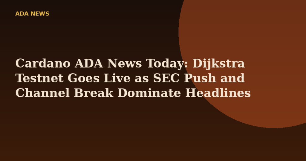 Cardano ADA News Today: Dijkstra Testnet Goes Live as SEC Push and Channel Break Dominate Headlines