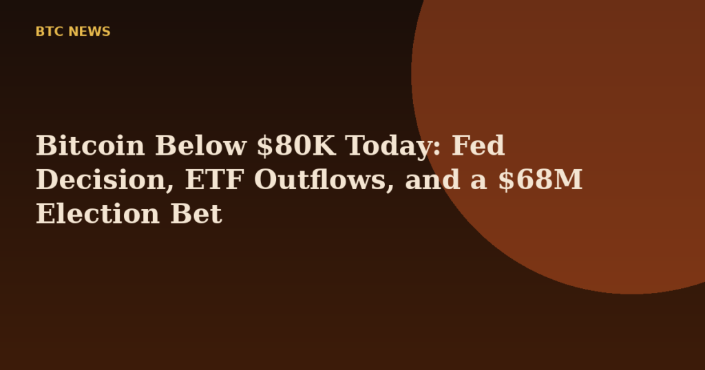 Bitcoin Below $80K Today: Fed Decision, ETF Outflows, and a $68M Election Bet