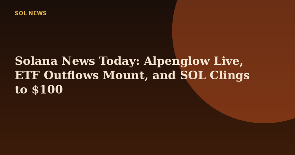 Solana News Today: Alpenglow Live, ETF Outflows Mount, and SOL Clings to $100