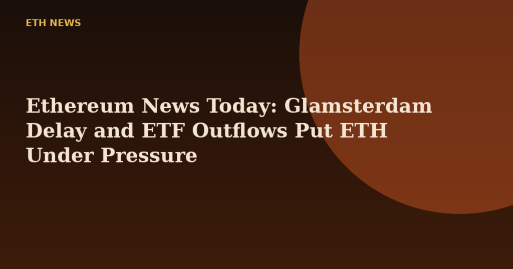 Ethereum News Today: Glamsterdam Delay and ETF Outflows Put ETH Under Pressure
