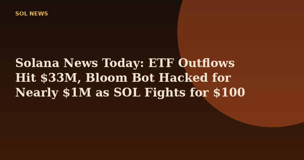 Solana News Today: ETF Outflows Hit $33M, Bloom Bot Hacked for Nearly $1M as SOL Fights for $100
